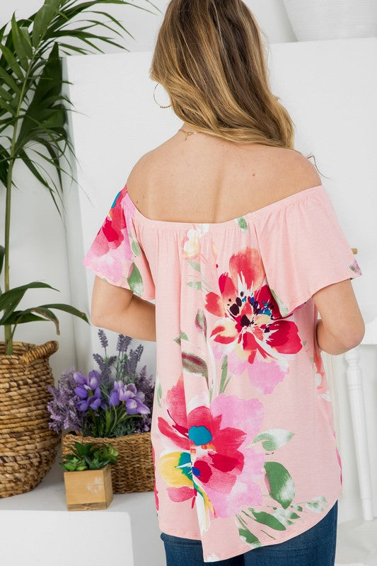 e Luna Floral Off Shoulder Top