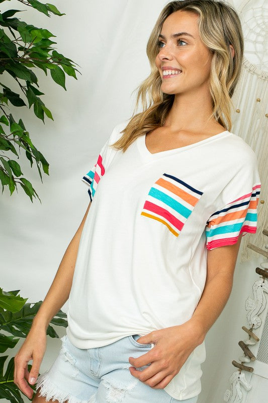 e Luna PLUS Multi Stripe Boxy Top