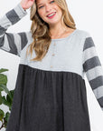 e Luna PLUS Striped Solid Mix Babydoll Top