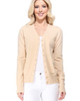 MAK Women's V-Neck Button Down Knit Cardigan Sweater