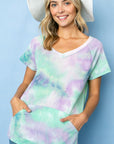 e Luna PLUS Tie Dye Thermal V-Neck Top