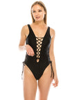 Deep V-Cut One Piece Swimsuit