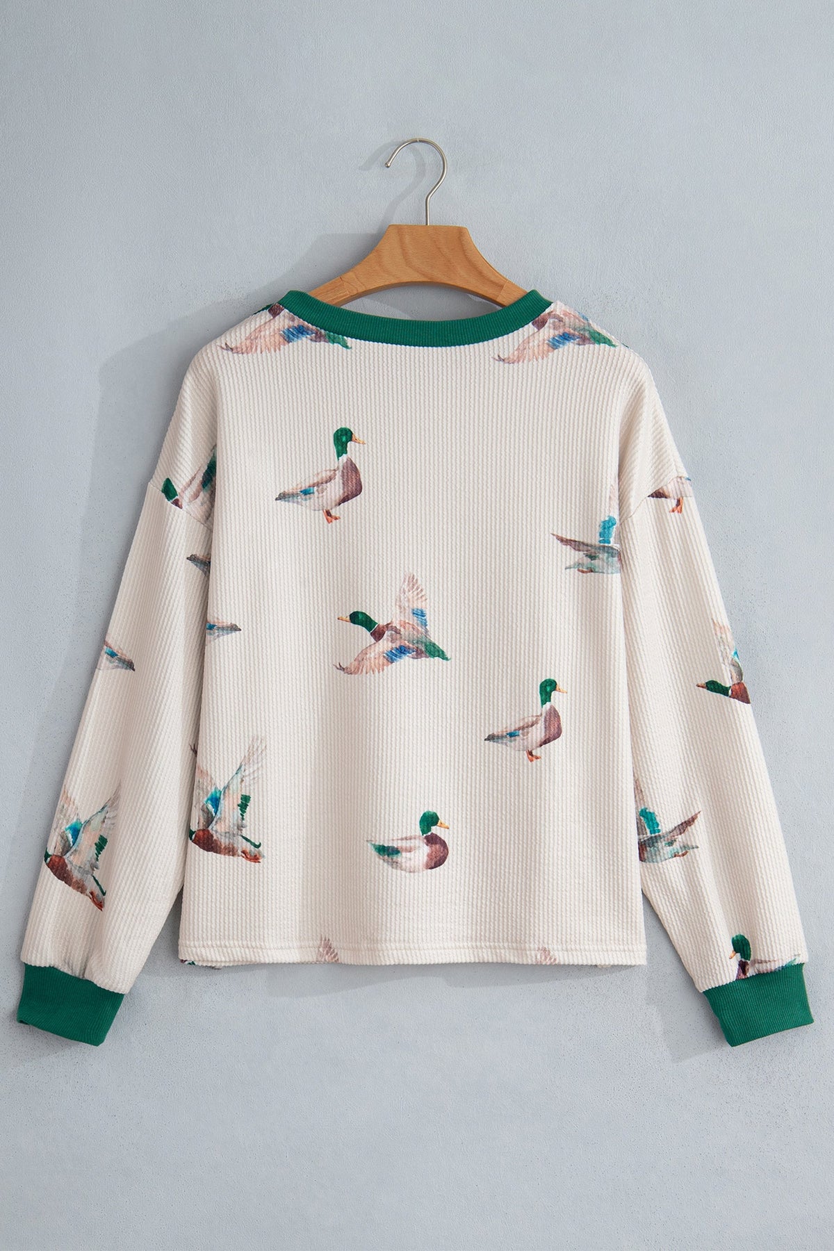 Plus Size Mallard Duck Print Ribbed Top
