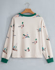 Plus Size Mallard Duck Print Ribbed Top