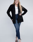 Plus Solid Open Front Cardigan