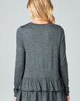 e Luna Ruffle Bottom Long Sleeve Tunic