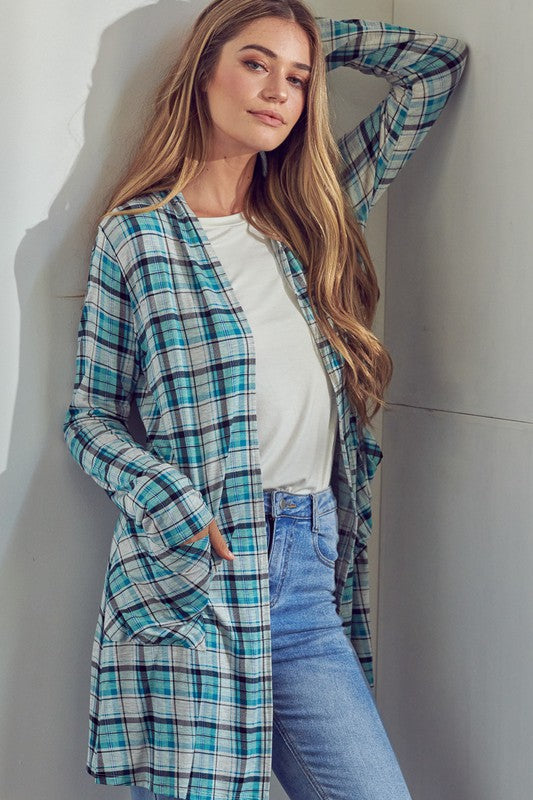 e Luna Plaid Long Cardigan