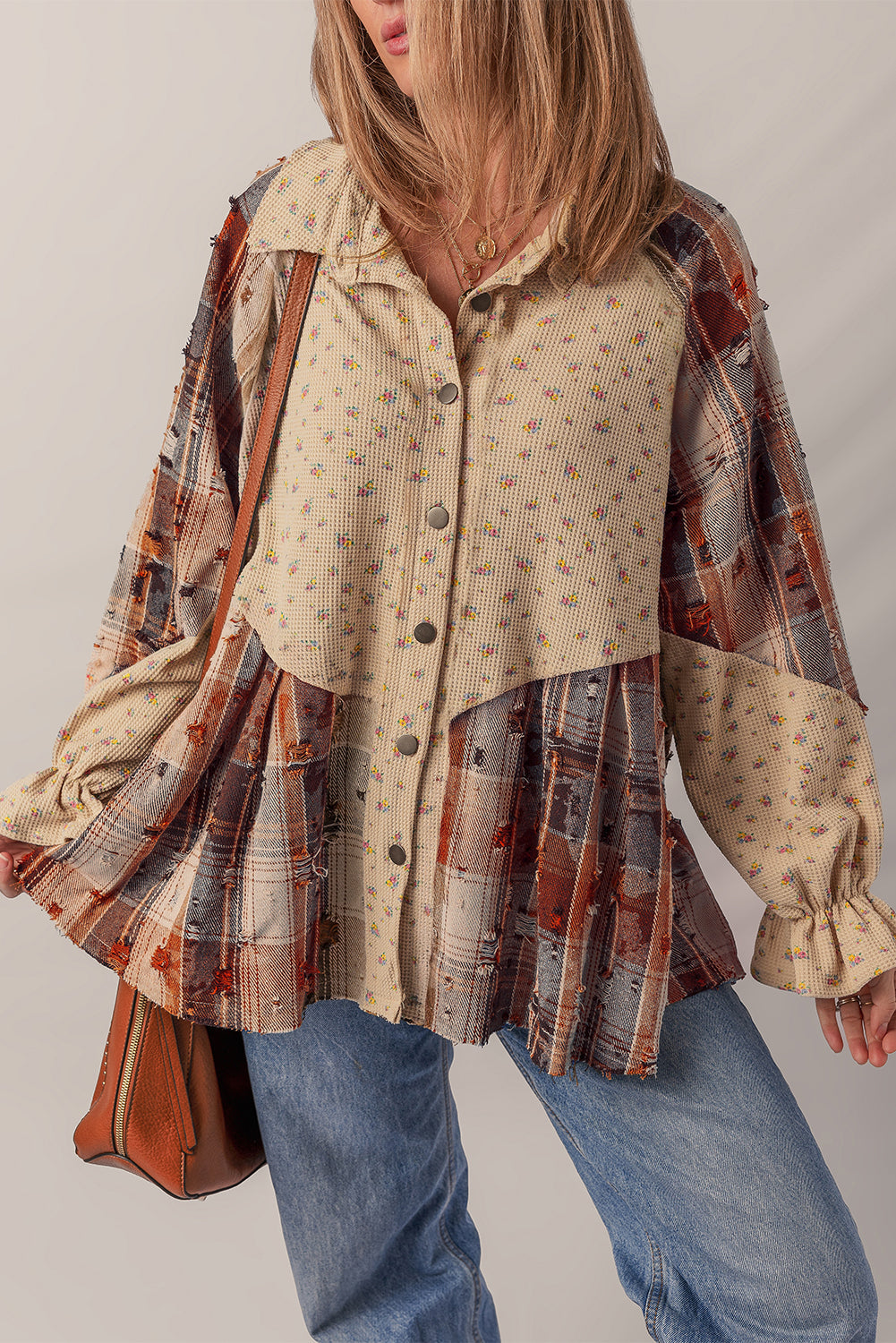 Floral Patchwork Ruffle Shacket | Cottagecore Layering