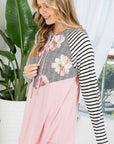 e Luna Floral Stripe Mixed Sweatshirts