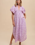 Annie Wear Floral Smock Detail Puff Sleeve Dress