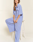 PLUS Jade by Jane Basic Collar Shirt Wide leg Jumpsuit