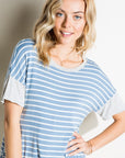 e Luna Striped Solid Mixed Boxy Top