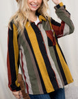 e Luna PLUS Cozy Stripe Button Down Shacket