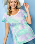 e Luna PLUS Tie Dye Thermal V-Neck Top