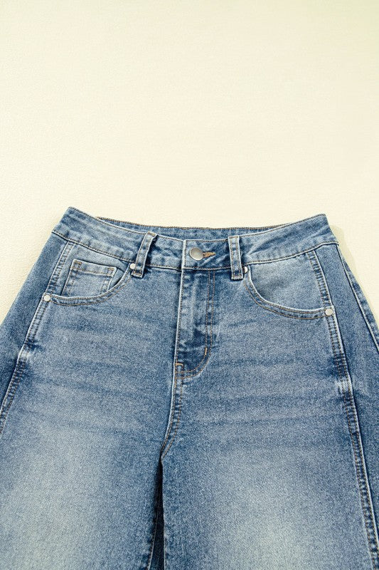 Denim Vintage Washed Seam Shift Jeans