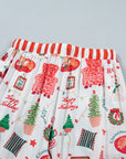 Christmas Morning Stripe-Trim Pajama Set — White
