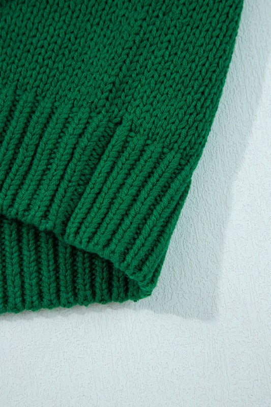 Plaid Bow Drop Shoulder Christmas Sweater