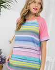 e Luna Multi Stripe Mixed Baseball Top