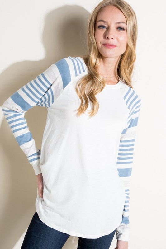 e Luna PLUS Engineering Striped Mix Top