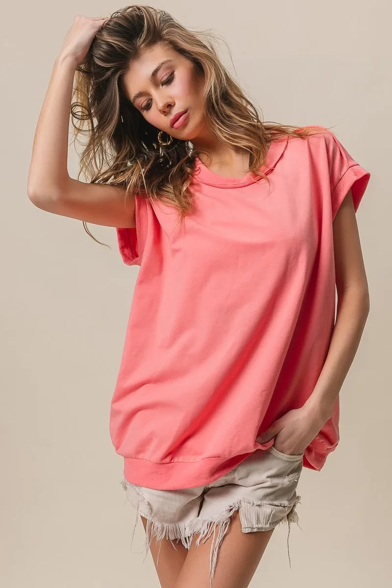 BiBi French Terry Drop Shoulder Basic Top