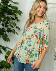 e Luna Floral Print Jersey Babydoll Top