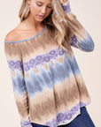 e Luna Cozy Tie Dye Print One Shoulder Top