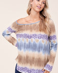 e Luna Cozy Tie Dye Print One Shoulder Top