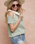 BiBi Tied Ribbon One Shoulder Short Sleeve T-Shirt