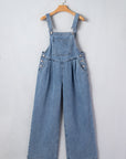 Pleated Wide Leg Pocketed Denim Jumpsuit