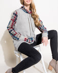 e Luna Plaid Mixed Turtle Neck Sweatshirt