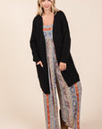 Mittoshop Open Front Long Sleeve Longline Cardigan