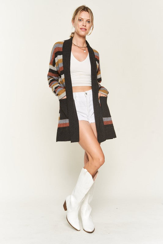 Jade By Jane Multi Color Striped Cardigan