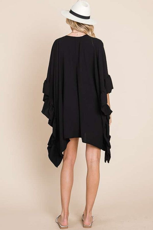 Jade By Jane Wide Sleeve Ruffle Kimono