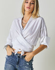 Solid V Neck Long Sleeve Top