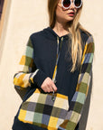 e Luna PLUS Plaid Mixed Hoodie Sweatshirt