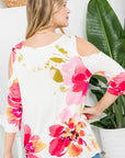 e Luna PLUS Floral Print Cold Shoulder Top