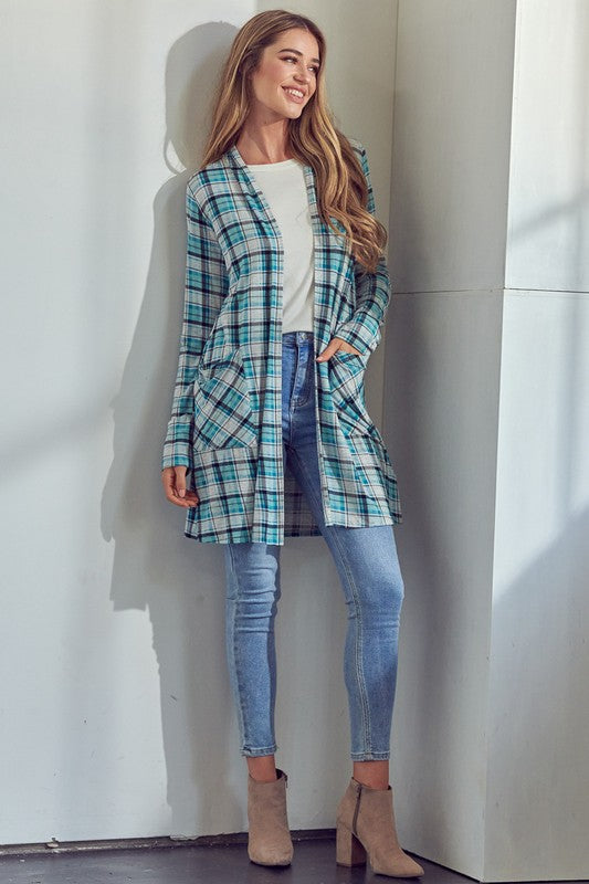 e Luna Plaid Long Cardigan