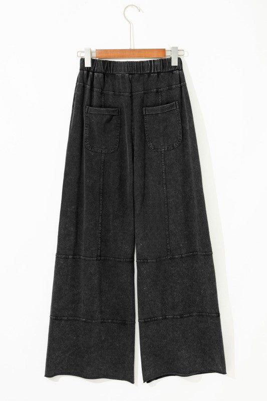Mineral Wash Reverse Seam Drawstring Elastic Waist