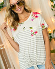 e Luna PLUS Striped Floral Mixed Top