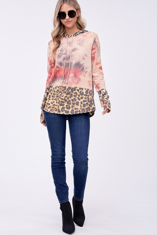 e Luna Tie Dye Cheetah Print Sweatshirt