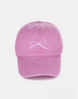 Zenana Bow Embroidered Washed Cotton Caps