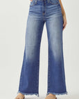 RISEN High Waist Raw Hem Wide Leg Jeans