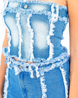 American Bazi Frayed Edge Denim Corset Top