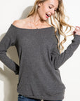 e Luna PLUS Waffle One Shoulder Top