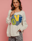 BiBi LOVE Heart Patch Slit French Terry Sweatshirt