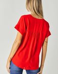 Davi & Dani V-Neck Dolman Sleeve Solid Basic Top