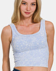 Zenana Washed Ribbed Scoop Neck Wide Strap Tank