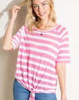 e Luna Striped Front Tie Top