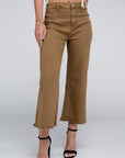 Zenana Acid Washed High Waist Frayed Hem Straight Pants