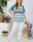 e Luna Multi Stripe Mixed Baseball Top